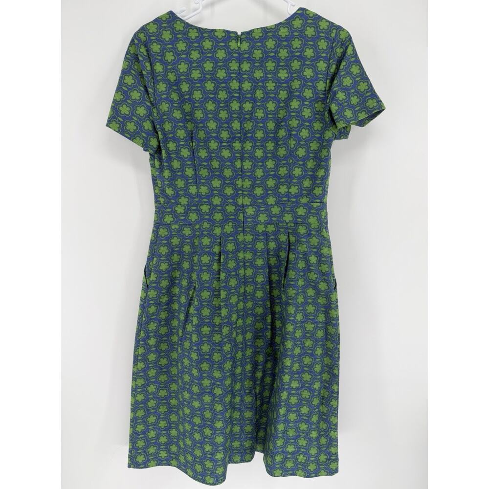 BODEN SIERRA Floral Print Dress Cotton Green & Blue Textured Pockets Womens 6R - Picture 6 of 9